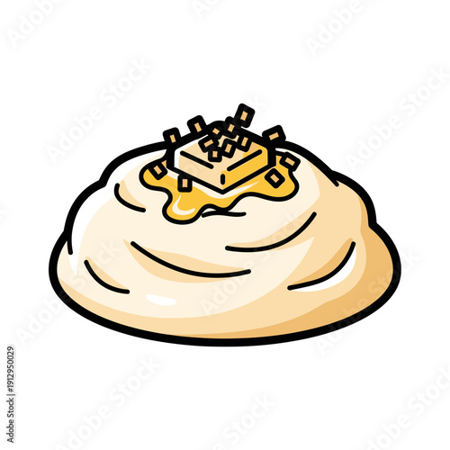 Delicious Mashed Potatoes with Melted Butter and Sprinkles - Cartoon Style