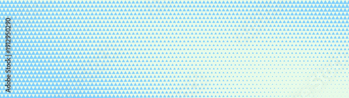 Checkered blue triangles grid halftone pattern faded texture ultra wide 32:9 aspect ratio vector light abstract background. Half tone chequered triangular structure panoramic format classy abstraction