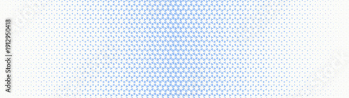 Triangles hexagonal grid halftone pattern faded border ultra wide 32:9 aspect ratio white blue vector abstract background. Half tone graphical futuristic technology panoramic format light abstraction