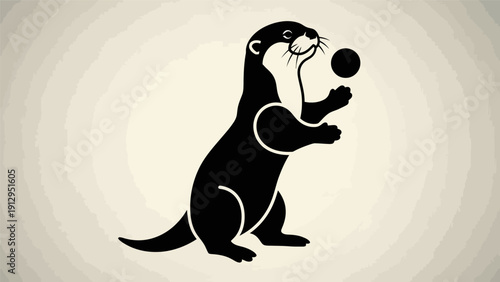 Black Otter Playing with a Ball.