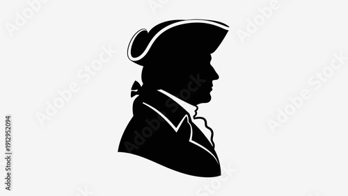 Silhouette of man wearing colonial hat.
