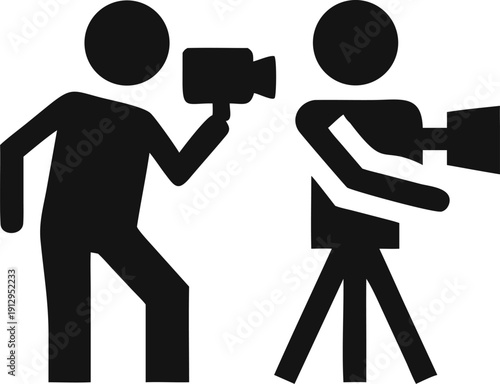 Film Crew Capturing Various Angles with Handheld and Professional Tripod Cameras