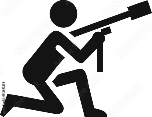 Person Kneeling and Aiming a Long Lens Device or Telescope for Observation