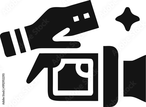 Hand Inserting Banknotes into a Device Representing Content Monetization or Earning