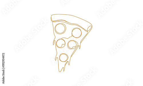 Minimalist line art of pizza slice with pepperoni toppings. food related publications, or contemporary kitchen decor applications.