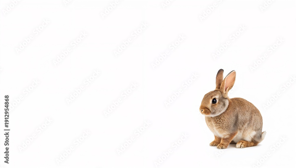 Obraz premium Brown rabbit sitting isolated on white background