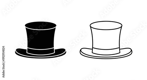 Two hats on plates, black and white illustration, minimalist design, vector art, simple style Vector
