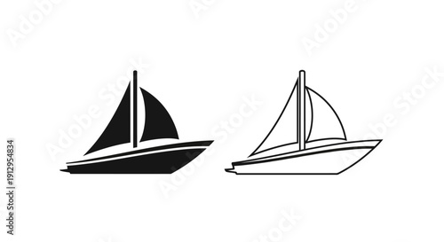 Two simple sailboats illustration, vintage style, minimalist design, nautical theme Vector