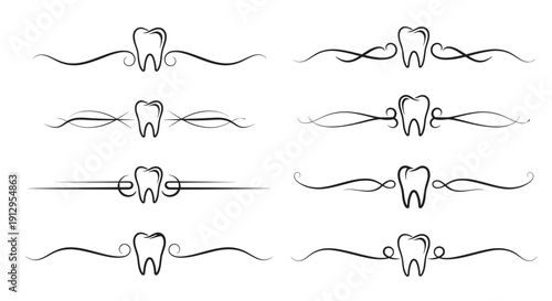 Dental dividers, minimalist style, linear design, monochrome background