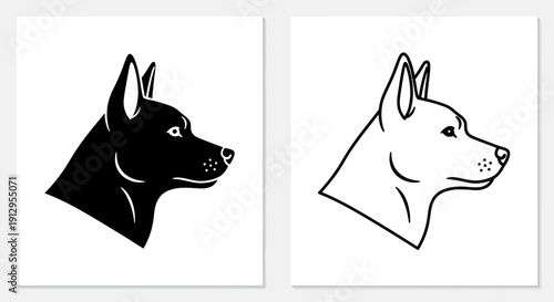Black and white dog profile illustrations for design and branding purposes Vector