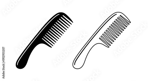 Black and white hair combs with fine and wide teeth Vector