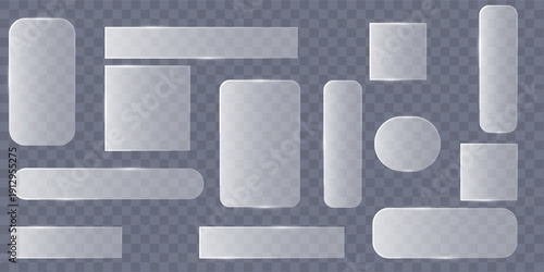 Glassmorphism UI Elements Grey Transparent Set