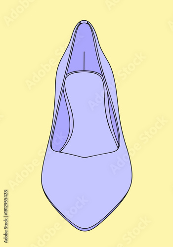 Minimalist vector illustration of a stylish purple pointed toe pump shoe