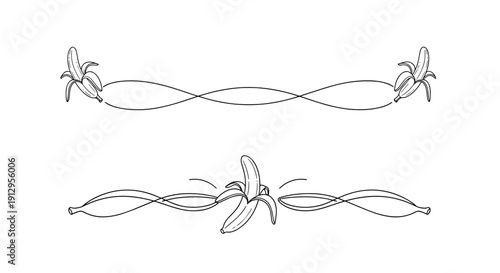 Banana decorative elements in a whimsical style for design use