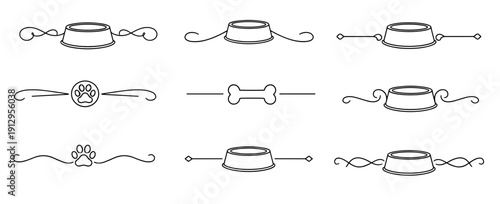 Decorative dividers featuring pet-related elements in a minimalistic style