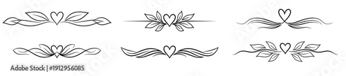 Decorative heart borders and dividers for romantic designs