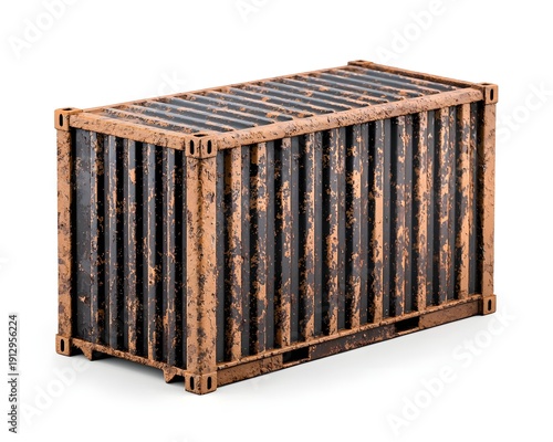 Rusty Shipping Container Isolated