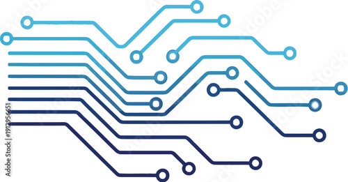 Blue Circuit Board Lines on White, Representing Technology and Connectivity