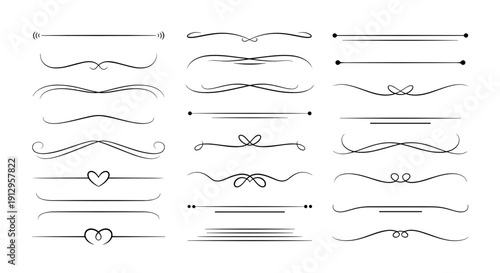 Decorative dividers, elegant design elements, linear style, black and white