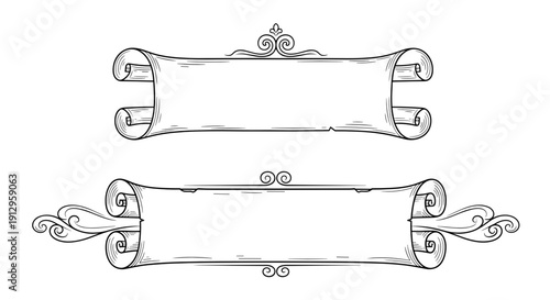 Vintage decorative banners for text with ornate edges.