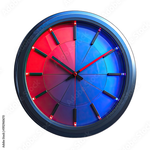 Futuristic Wall Clock Featuring Red and Blue Illumination