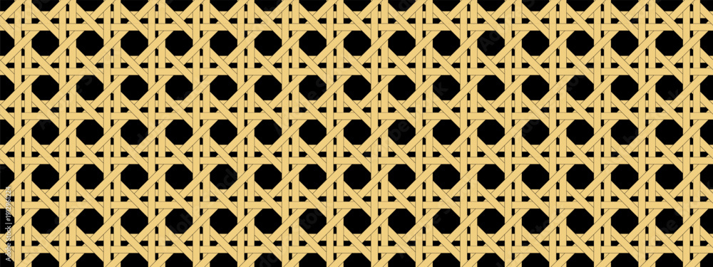 Εκτύπωση καμβά Seamless bamboo weave lattice pattern on black background