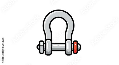 Tow hook recovery illustration depicting a metal hook with nuts and bolt in a simple graphic style