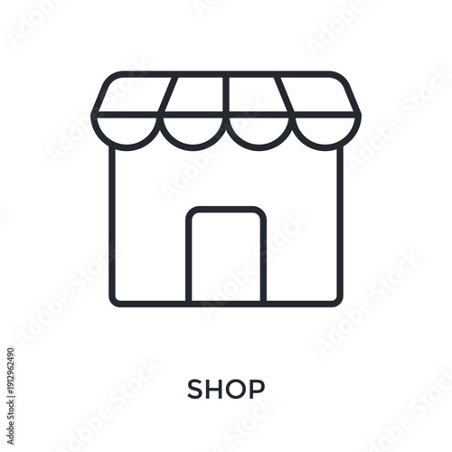 Shop Icon Outline Style. Vector Illustration For Graphic Design