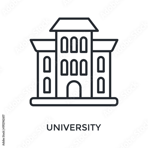 University Icon Outline Style. Vector Illustration For Graphic Design