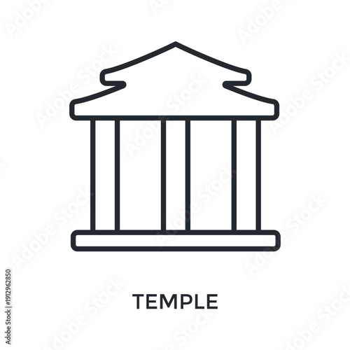 Temple Icon Outline Style. Vector Illustration For Graphic Design