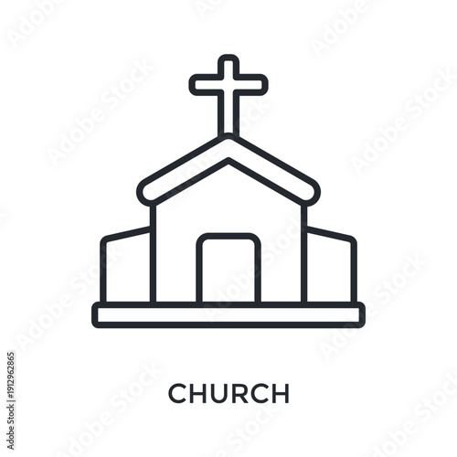 Church Icon Outline Style. Vector Illustration For Graphic Design