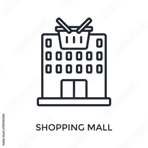 Shopping Mall Icon Outline Style. Vector Illustration For Graphic Design