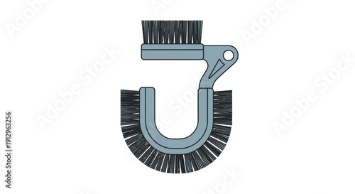 Illustration of a pressure washer brush with bristles and metal frame, shown from a front viewpoint