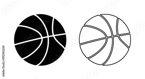 Basketball icon design vector simple black and white sports ball illustration Vector