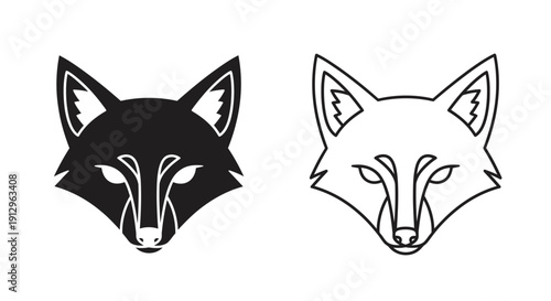 Fox and wolf animal heads design vector illustration art line drawing Vector