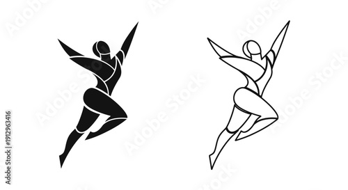 Elegant ballerina silhouette art, graceful dancer pose, ballet illustration, dance artwork Vector
