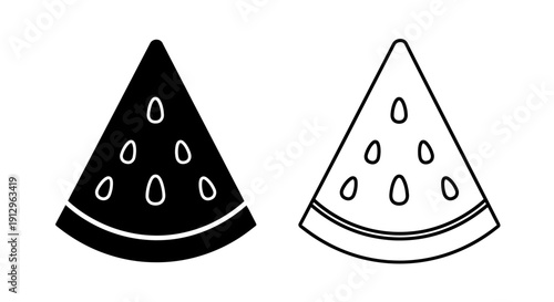 Delicious watermelon slice icon set, fresh fruit design, juicy summer snack Vector