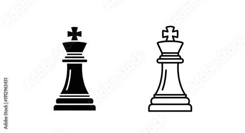 Chess pieces, black and white chess king, chess king icon, chess king symbol, chess king image Vector