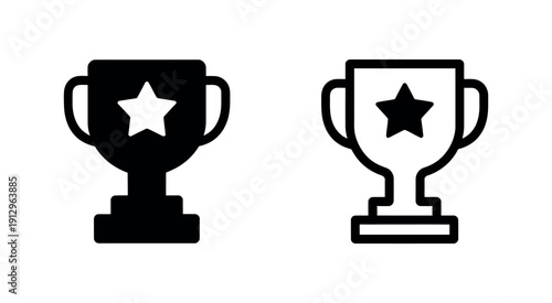 Trophy Cup Vector Icon - Premium Gold Award Symbol for Champions, Success, and Achievement Recognition in Sports and Business