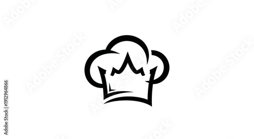 Chef Hat Icon Black and White Minimalist Logo Design