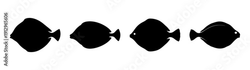 Set of flat fish silhouettes in various poses vector illustration