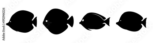 Collection of Surgeonfish Silhouettes Vector Illustration