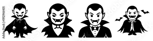 Halloween vampire cartoon characters set isolated on white background spooky fun