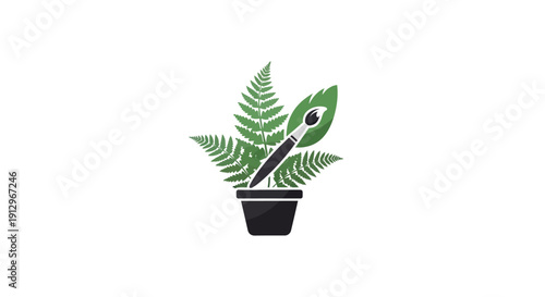 Green Fern Plant in Pot.