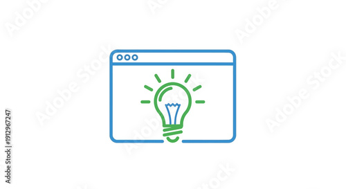 Green light bulb in browser window.