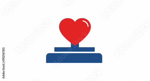 Red Heart on Blue Pedestal Icon.