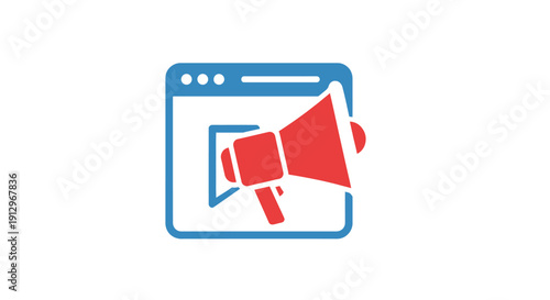 Red Megaphone Icon in Browser Window.