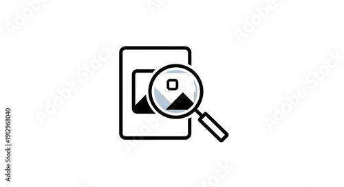 Magnifying Glass Examining Image Icon Graphic.