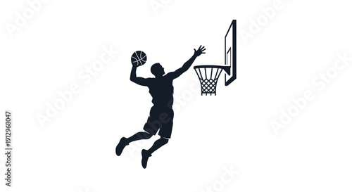 Man dunking basketball in hoop.