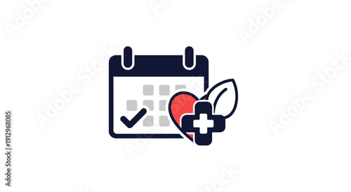 Medical Appointment Calendar with Heart Checkmark.